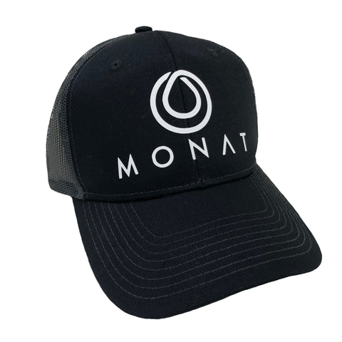 Monat Oil Drop Logo Mesh Back Black Hat