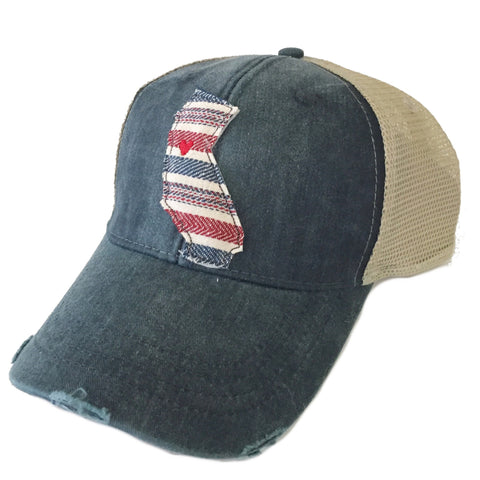 California USA Stripe Navy Hat